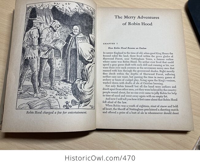 The Merry Adventures of Robin Hood of Great Renown in Nottinghamshire Vintage Book by Howard Pyle with Illustrations by Erwin Hess C1940 - #EbxOwbcLgm4-7