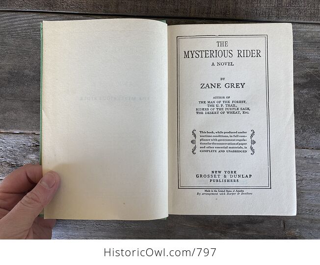The Mysterious Rider Antique Book by Zane Grey C1925 - #caBs90Bgep0-4