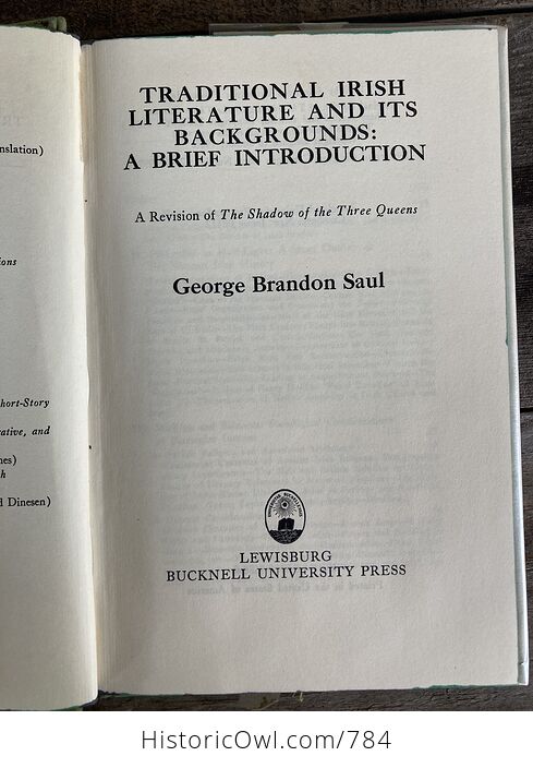 Traditional Irish Literature and Its Backgrounds a Brief Introduction Book by George Brandon Saul C1970 - #Dqi8jbRqtHY-11