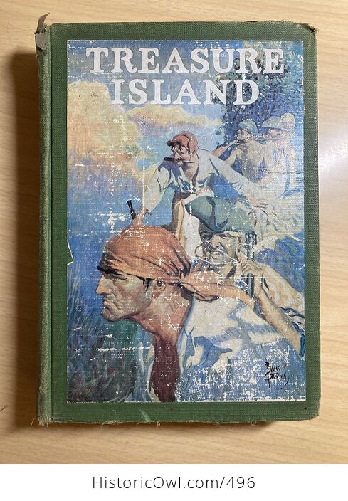 Treasure Island Antique Book by Robert Louis Stevenson C1924 - #4Ek821W0QTU-1