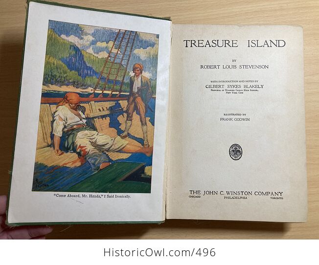 Treasure Island Antique Book by Robert Louis Stevenson C1924 - #4Ek821W0QTU-5