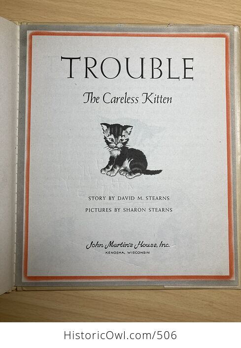 Trouble the Careless Kitten Vintage Book by David M Stearns C1945 - #DS1dqLbhY6M-6