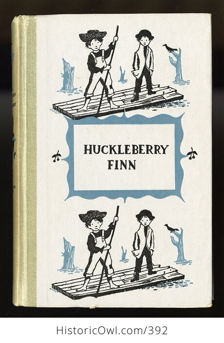Vintage Adventures of Huckleberry Finn Illustrated Book by Mark Twain Junior Deluxe Editions C1954 - #DBLXRKzuEiY-1