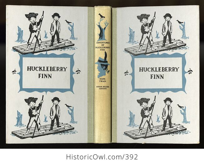 Vintage Adventures of Huckleberry Finn Illustrated Book by Mark Twain Junior Deluxe Editions C1954 - #DBLXRKzuEiY-2