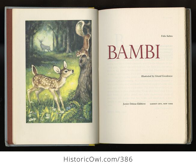 Vintage Bambi Illustrated Book by Felix Salten Junior Deluxe Editions C1956 - #JoMADFYVKUU-4