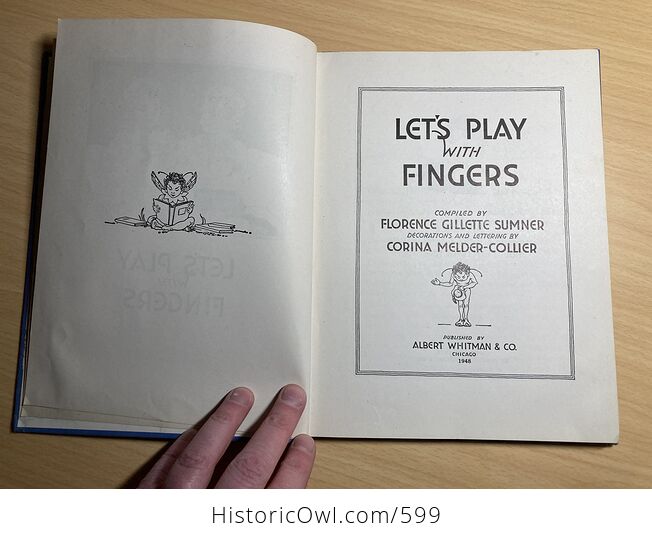 Vintage Book Lets Play with Fingers by Florence Gillette Sumner C1948 - #FltO1fC6OKc-4