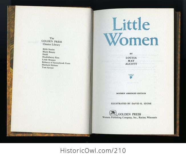 Vintage Book Little Women a Golden Illustrated Classic Abridged Edition by Louisa May Alcott Illustrated by David K Stone C1965 - #OfX88MrNaqQ-2