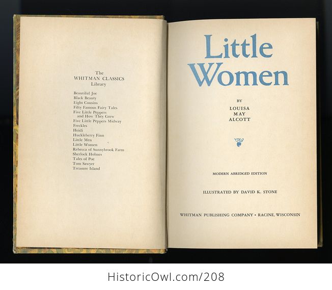 Vintage Book Little Women Modern Abridged Edition by Louisa May Alcott Illustrated by David K Stone Whitman Publishing Company C1965 - #RYa3oYMXsQQ-4