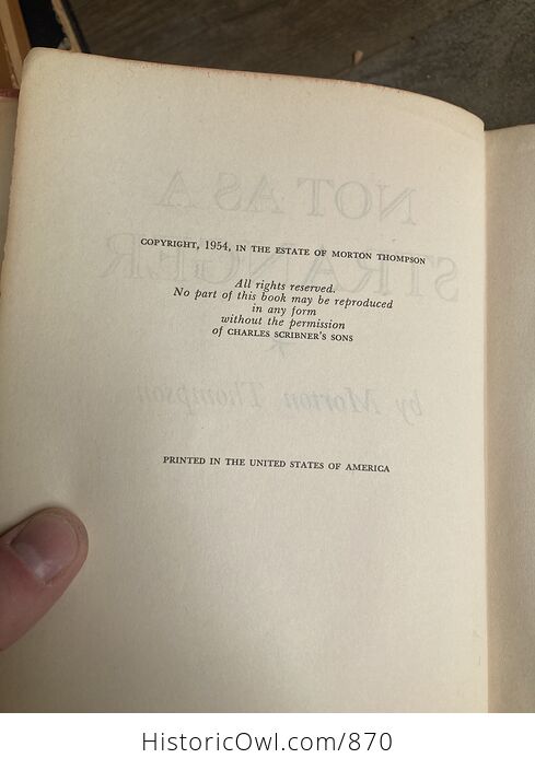 Vintage Book Not As a Stranger by Morton Thompson - #20Gny8r4nj4-2