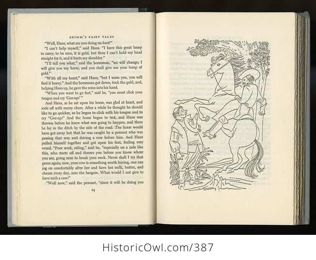Vintage Grimms Fairy Tales Illustrated Book by Jakob and Wilhelm Grimm Junior Deluxe Editions C1954 - #ZOxnfKMc6EI-7