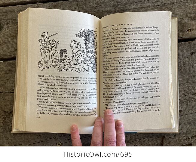 Vintage Heidi Illustrated Book by Johanna Spyri Childrens Classics C1954 - #MeurKTQk2Lg-10
