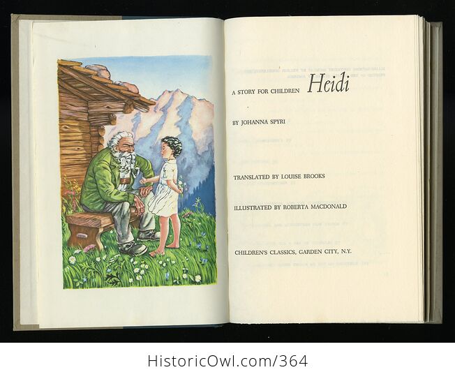 Vintage Heidi Illustrated Book by Johanna Spyri Childrens Classics C1954 - #nM13BGcb7wM-3