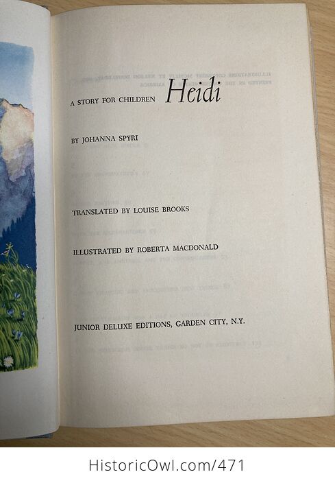 Vintage Heidi Illustrated Book by Johanna Spyri Junior Deluxe Editions C1954 - #3nGxC3n3n90-5