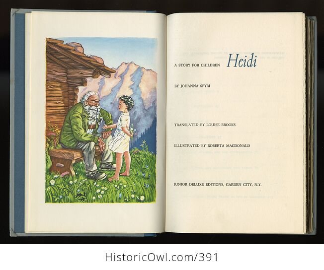 Vintage Heidi Illustrated Book by Johanna Spyri Junior Deluxe Editions C1954 - #a7xTMAn3rW4-4
