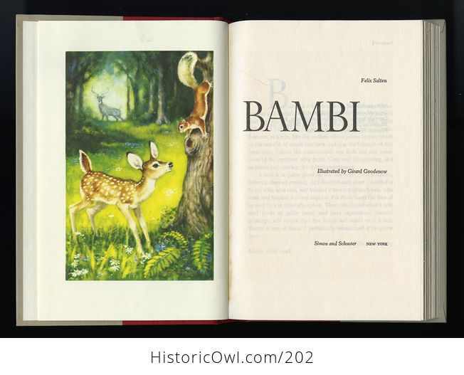 Vintage Illustrated Book Bambi by Felix Salten C1956 - #C0mZiCmDWsM-3