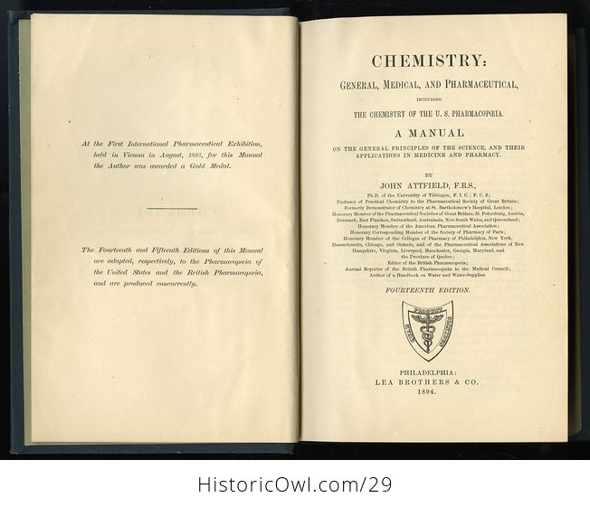 Vintage Illustrated Book Chemistry General Medical and Pharmaceutical by John Attfield C1894 - #hpcxEfCScAA-2
