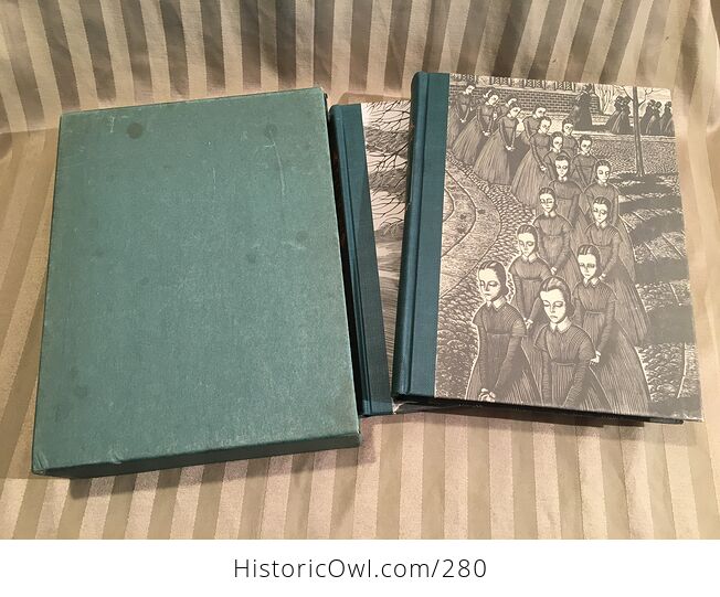 Vintage Illustrated Books Jane Eyre by Charlotte Bronte and Wuthering Heights by Emily Bronte Random House Two Book Boxed Set 1943 - #nbCnK5c1ikY-1
