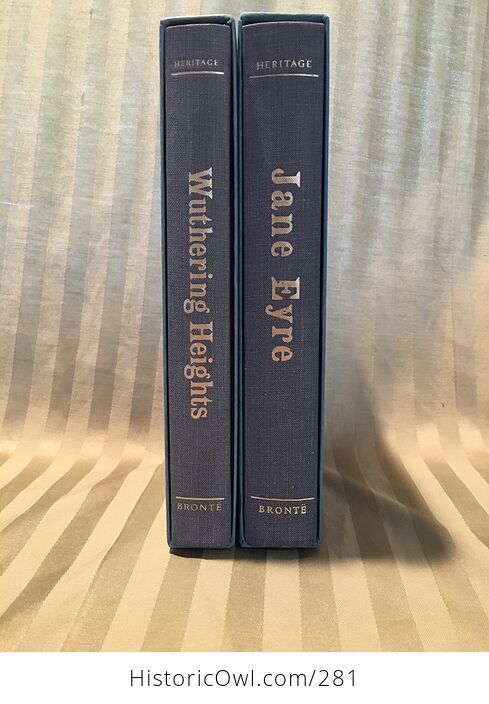 Vintage Illustrated Books Jane Eyre by Charlotte Bronte and Wuthering Heights by Emily Bronte Random House Two Book Boxed Set 1974 - #eR4yxLF6HWk-1