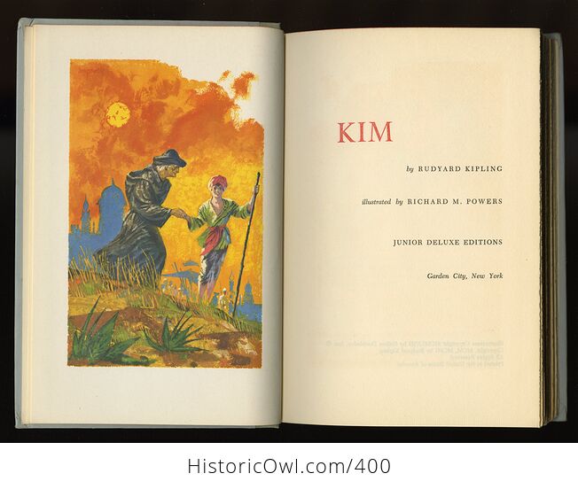 Vintage Kim Illustrated Book by Rudyard Kipling Junior Deluxe Editions C1958 - #UZvgfF6N5Ds-5