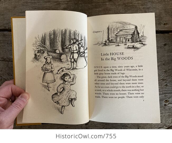 Vintage Little House in the Big Woods Illustrated Book by Laura Ingalls Wilder Harper and Row C1953 - #1xcto3gM9v8-7