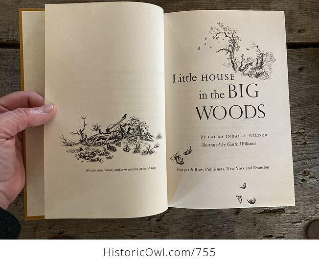 Vintage Little House in the Big Woods Illustrated Book by Laura Ingalls Wilder Harper and Row C1953 - #1xcto3gM9v8-5