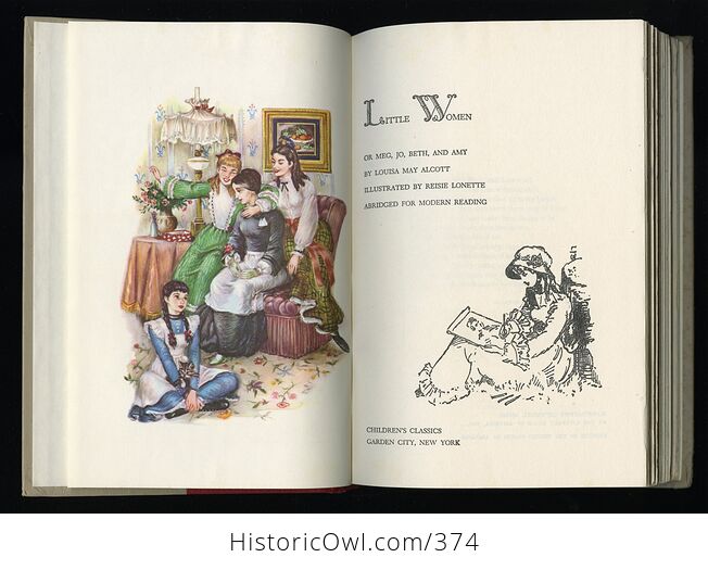 Vintage Little Women Illustrated Book by Louisa May Alcott Childrens Classics C1950 - #SBbx8NE0v6U-6