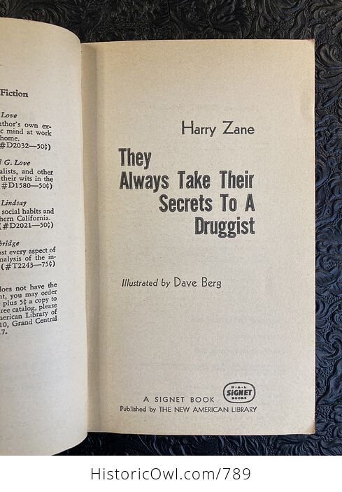 Vintage Paperback They Always Take Their Secrets to a Druggist by Harry Zane C1963 - #HDzZx13uAl4-3