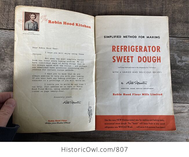 Vintage Refrigerator Sweet Dough Recipe by Rita Martin for Robin Hood Flour Mills Limited - #aFQkV8SFsac-3