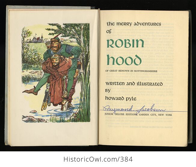 Vintage Robin Hood Illustrated Book by Howard Pyle Junior Deluxe Editions C1950s - #G2CKs5Ai2wI-4