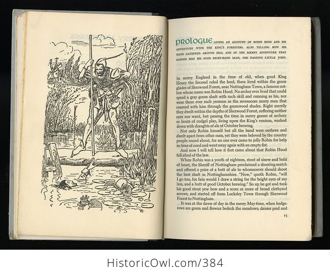 Vintage Robin Hood Illustrated Book by Howard Pyle Junior Deluxe Editions C1950s - #G2CKs5Ai2wI-5