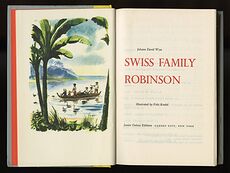 Vintage Swiss Family Robinson Illustrated Book by Johann David Wyss Junior Deluxe Editions C1954 #EM7rS3DFmpU