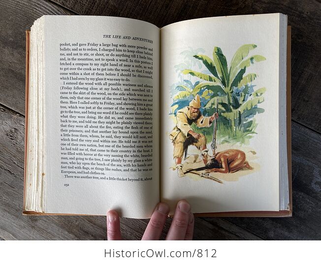 Vintage the Adventures of Robinson Crusoe Illustrated Book by Daniel Defore Childrens Classics C1945 - #AAlJf3RJ4YA-11