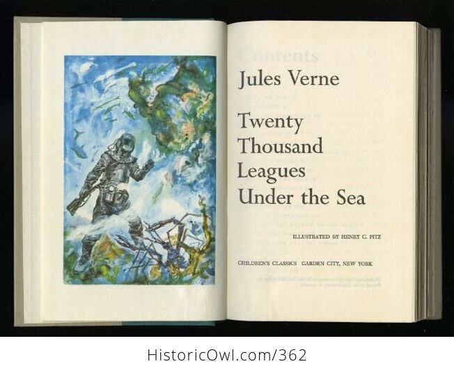 Vintage Twenty Thousand Leagues Under the Sea Illustrated Book by Jules Verne Childrens Classics C1956 - #WXyScnSSfDc-3